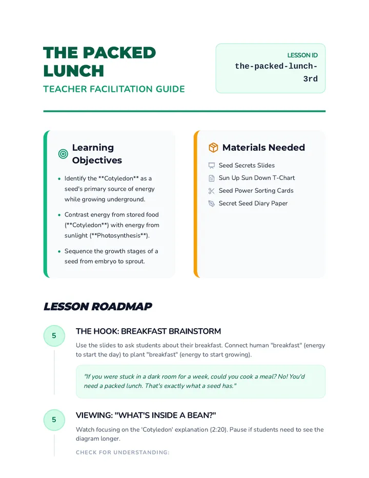 The Packed Lunch Teacher Guide