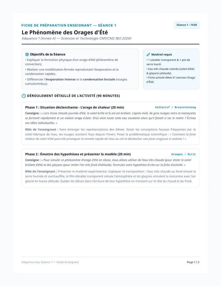 Fiche Prép Eau Séance 1
