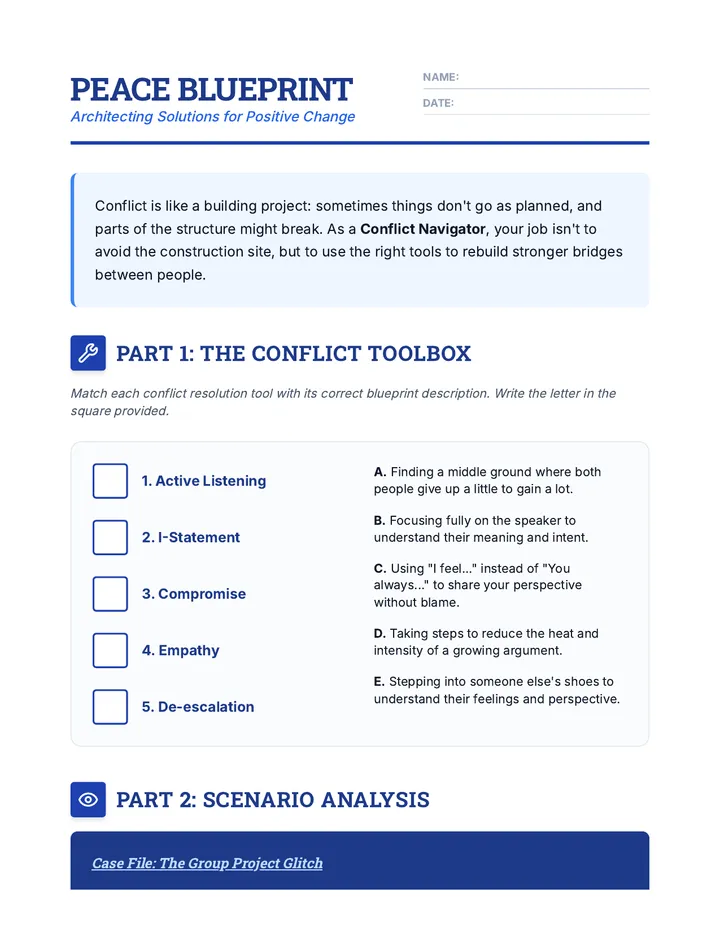 Peace Blueprint Worksheet