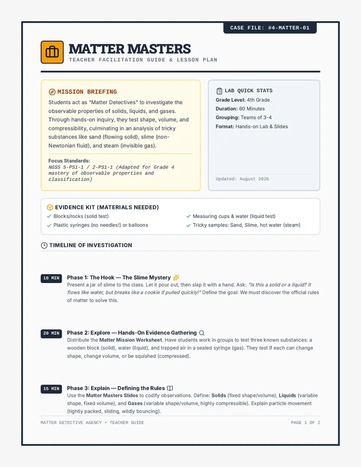 Matter Masters Teacher Guide