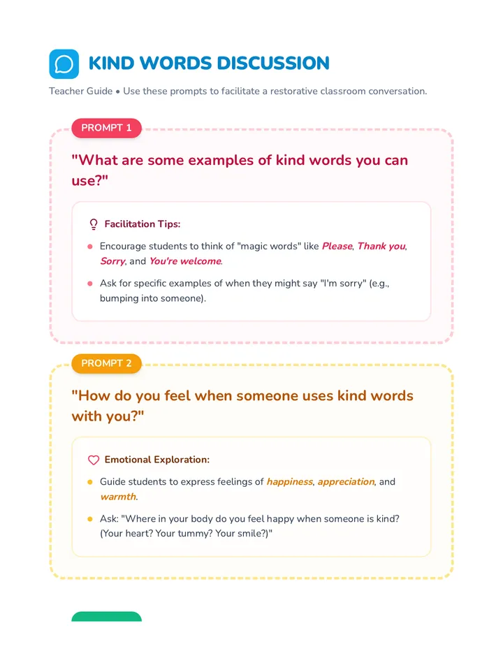Kind Words Discussion Cards