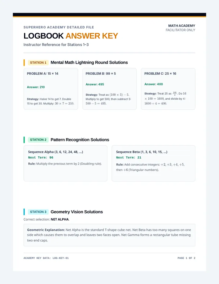Superpower Academy Answer Key