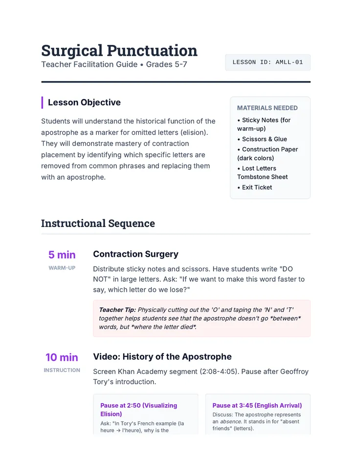 Surgical Punctuation Teacher Guide