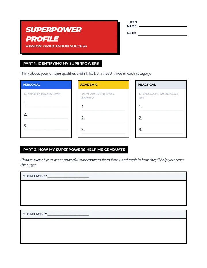 Senior Superpower Worksheet
