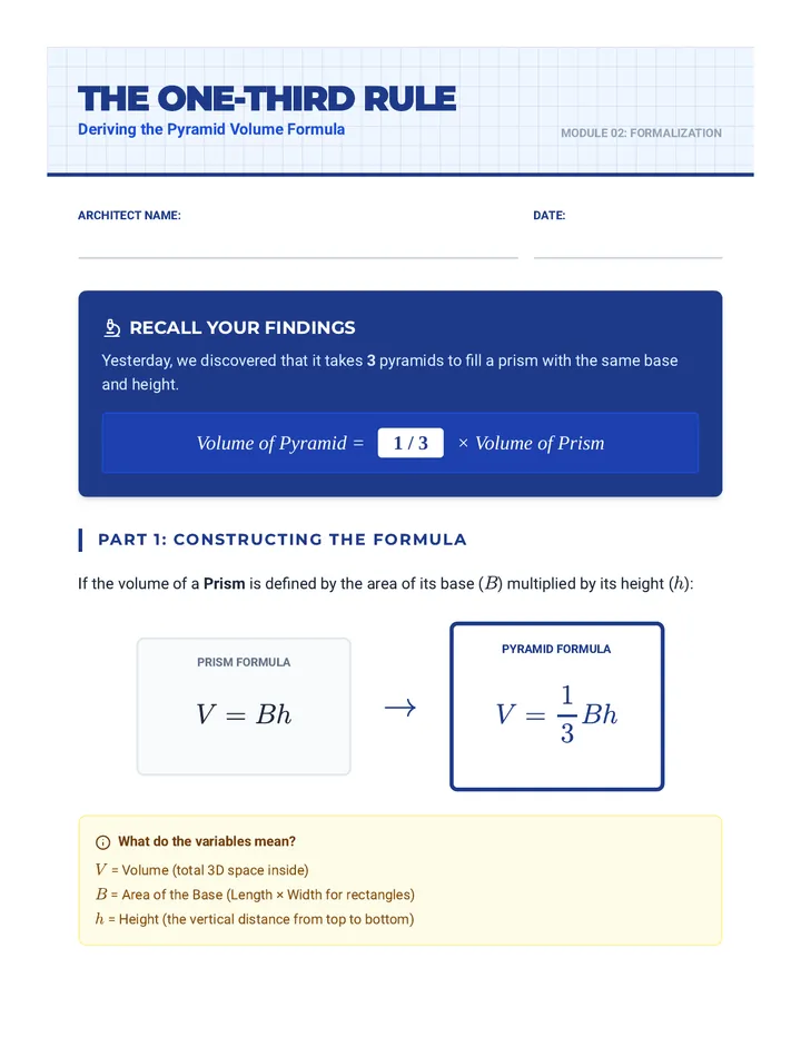 Formula Discovery Worksheet