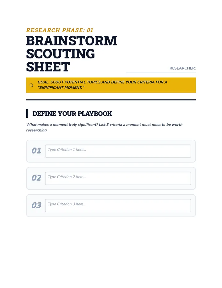 Brainstorm Scouting Sheet