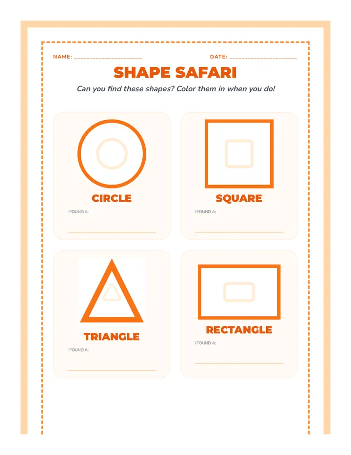 Shape Safari Worksheet