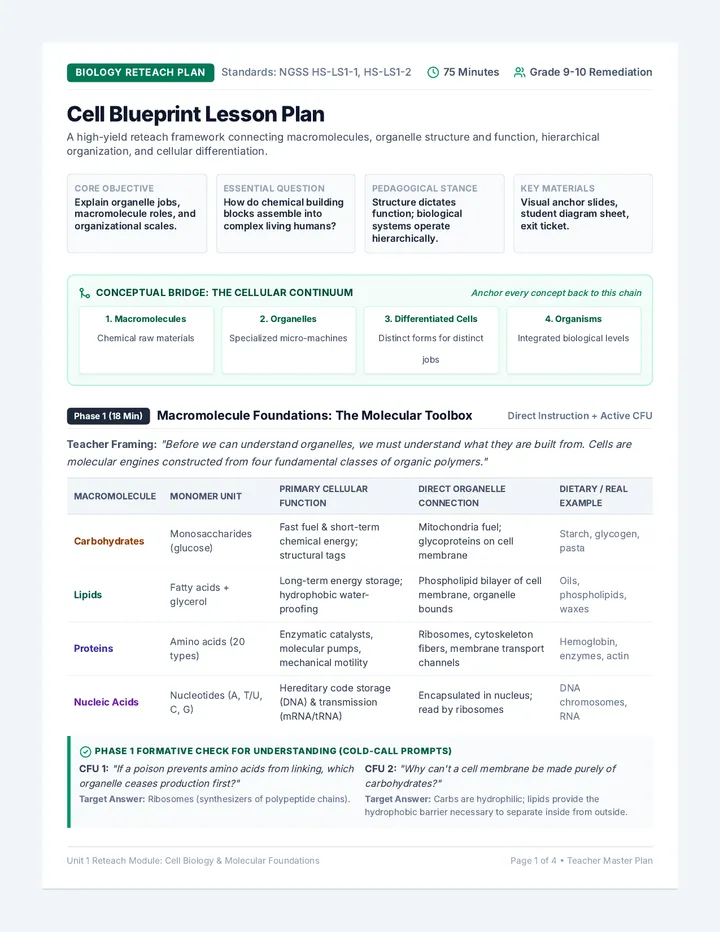 Cell Blueprint Lesson Plan