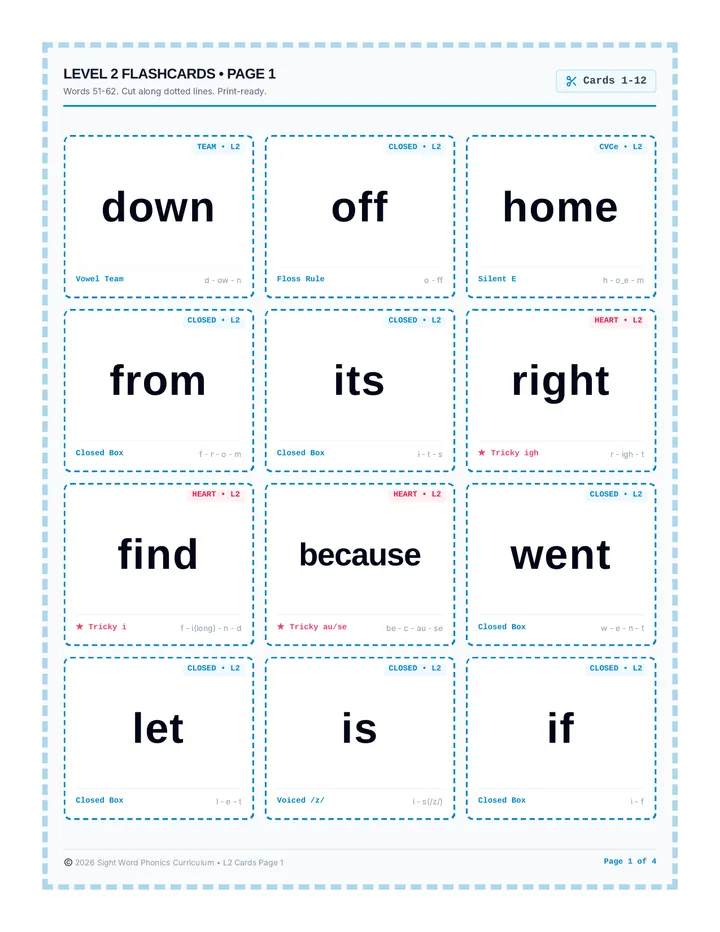 Sight Word Level 2 Flashcards