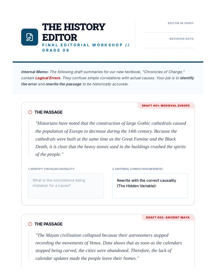 History Editor Worksheet