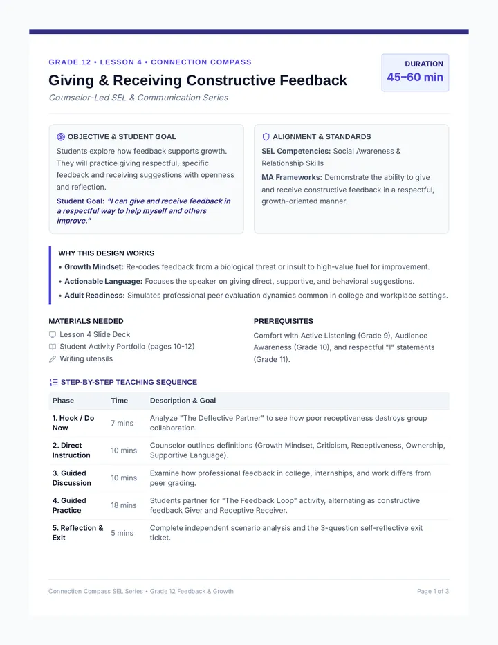 Constructive Feedback Teacher Guide