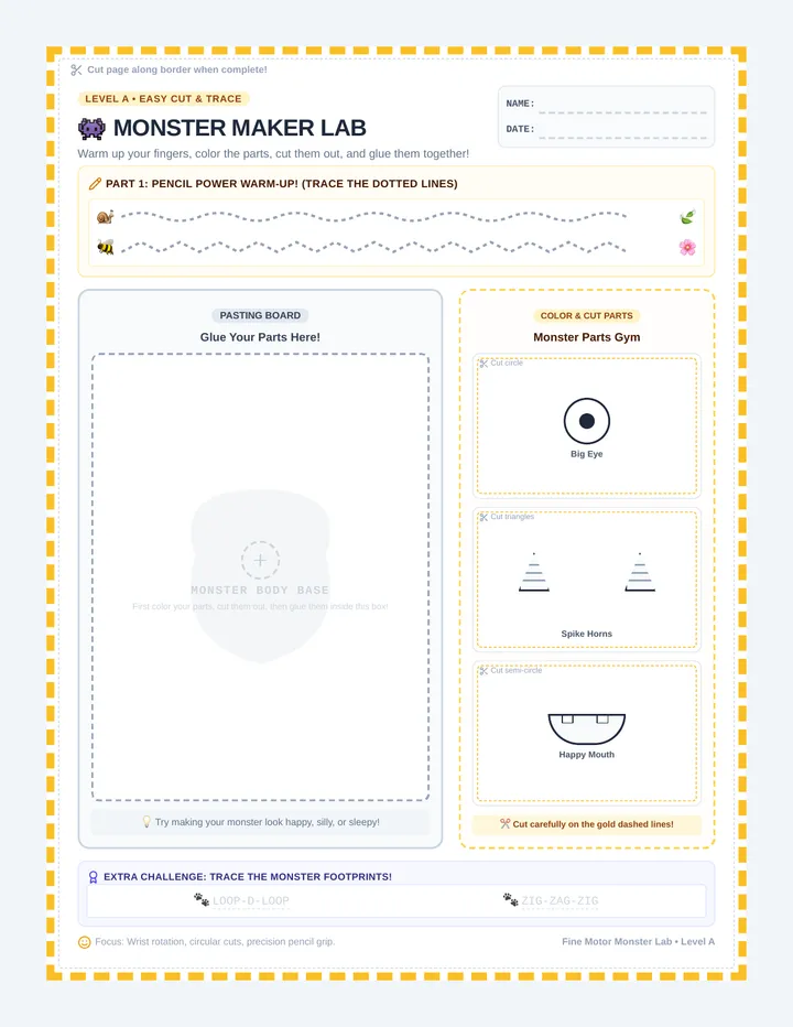 Monster Lab Beginner Worksheet