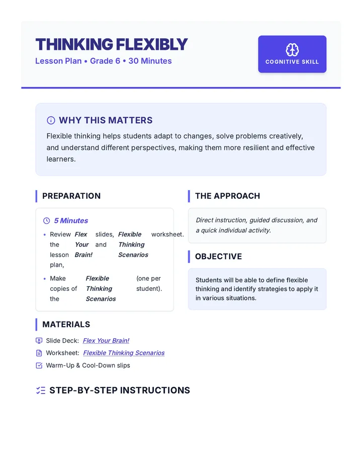 Thinking Flexibly Lesson Plan