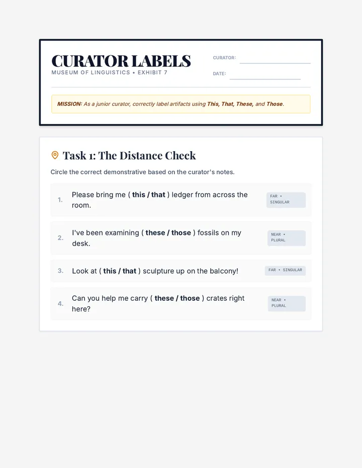Curator Labels Worksheet