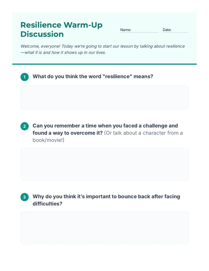 Resilience Warm-Up English