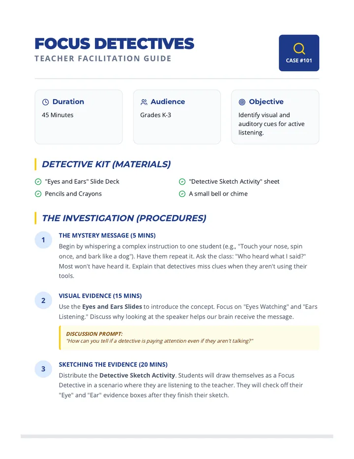 Focus Detectives Teacher Guide