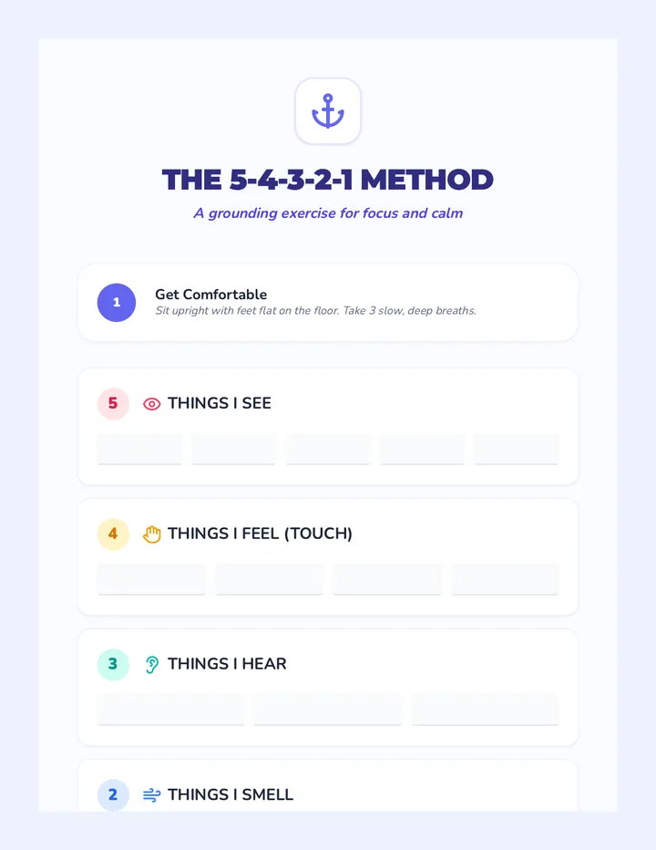 5-4-3-2-1 Grounding Exercise Guide