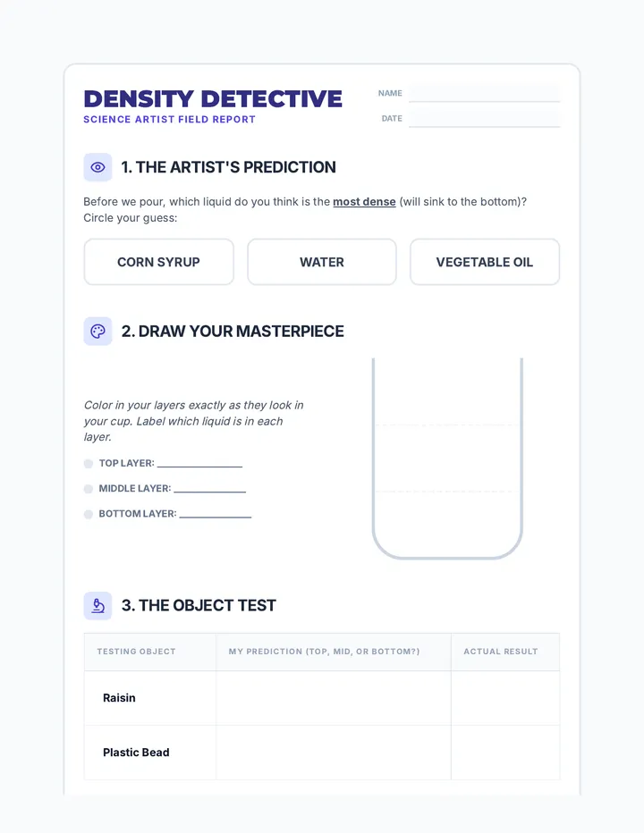 Density Detective Worksheet