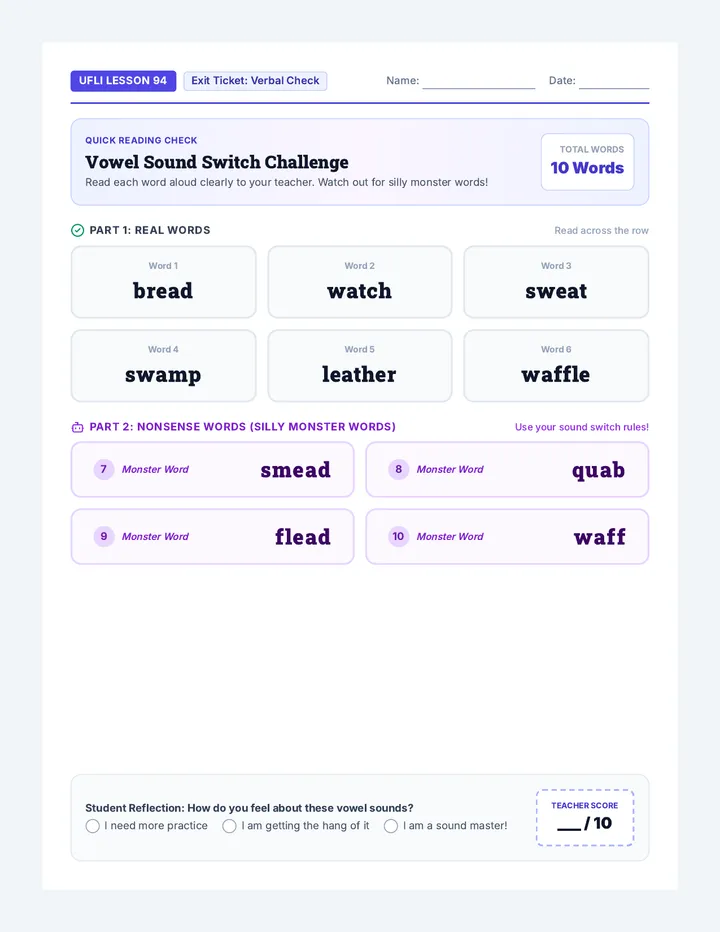 Verbal Check Exit Ticket