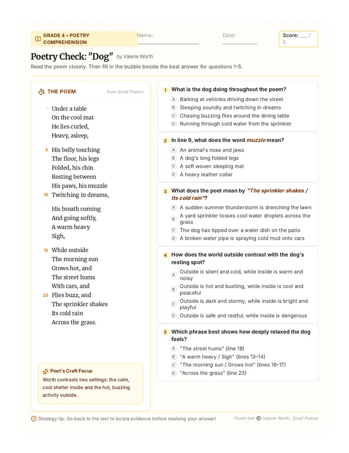 Sleeping Hound Poetry Quiz