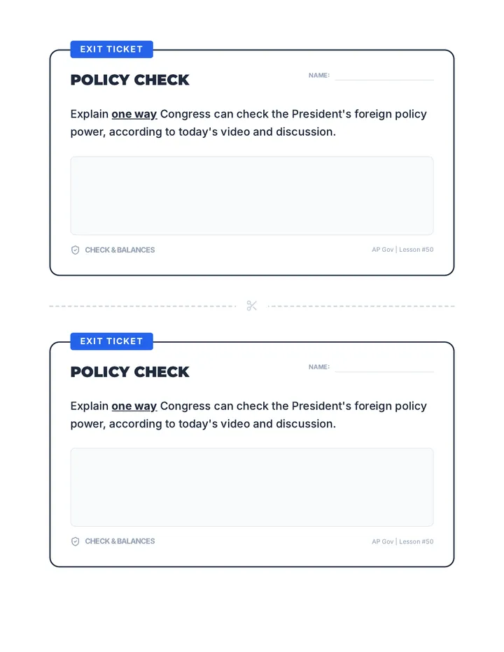 Policy Check Exit Ticket