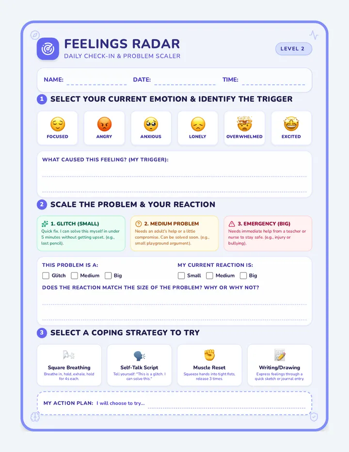 Feelings Radar 34 Worksheet