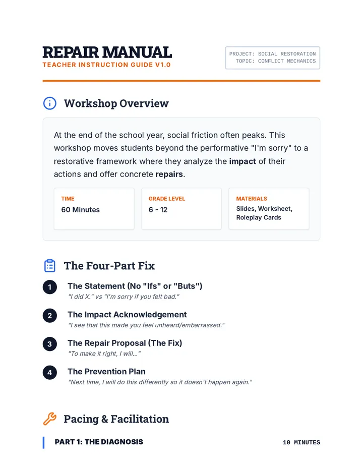 Repair Manual Teacher Guide