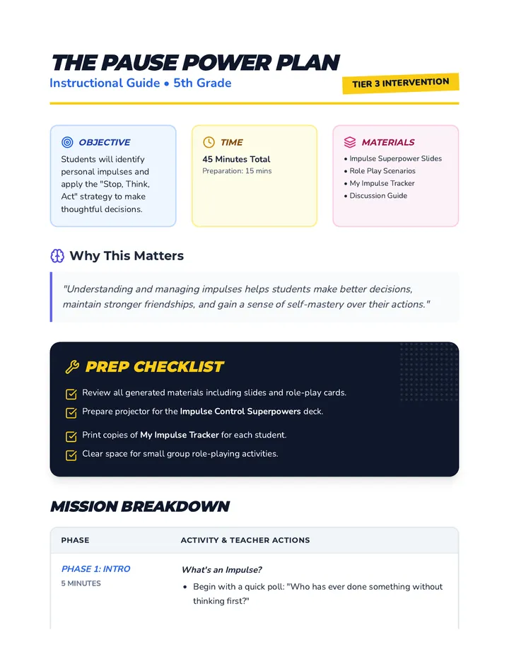 The Pause Power Plan Lesson Plan