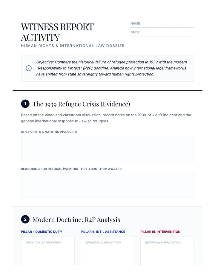 Witness Report Activity Worksheet