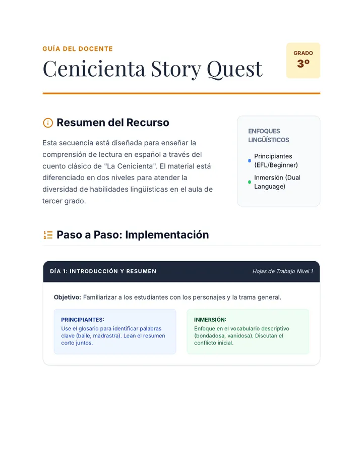 Cenicienta Teacher Guide
