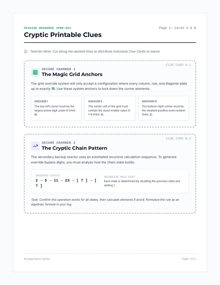 Cryptic Mission Cards