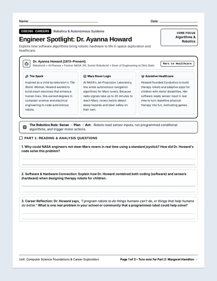 Coding Pioneers Worksheet