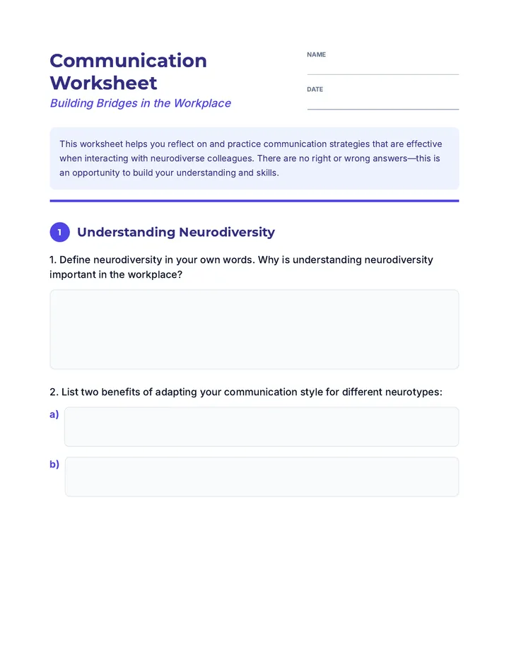 Communication Worksheet