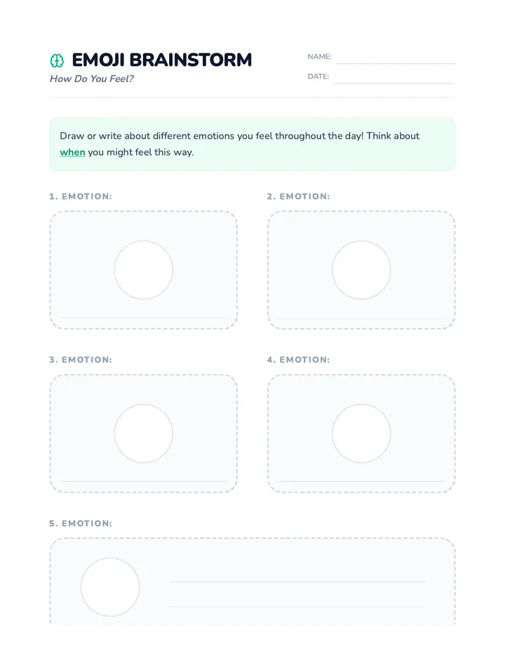 Emoji Brainstorm Worksheet