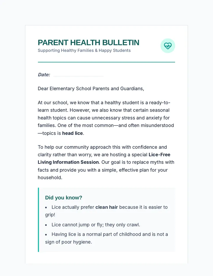Health Night Invite Letter