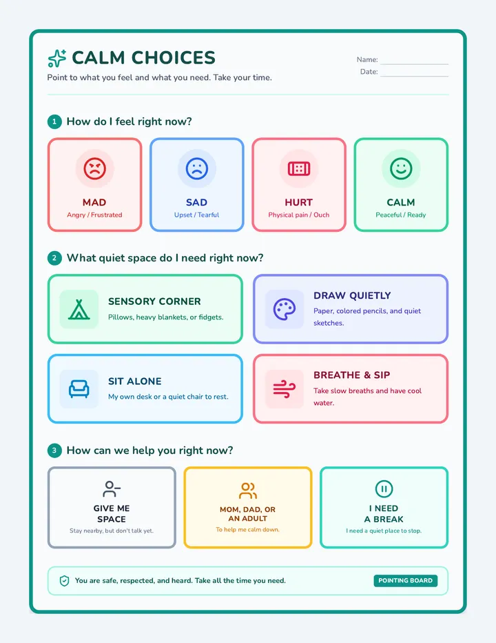 Calm Choices Board