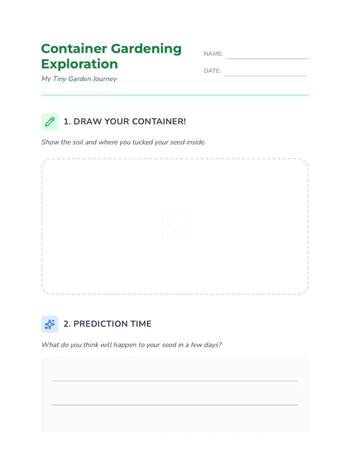 Container Gardening Exploration Worksheet