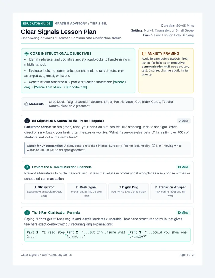 Clear Signals Lesson Plan