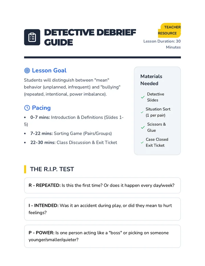 Detective Debrief Guide
