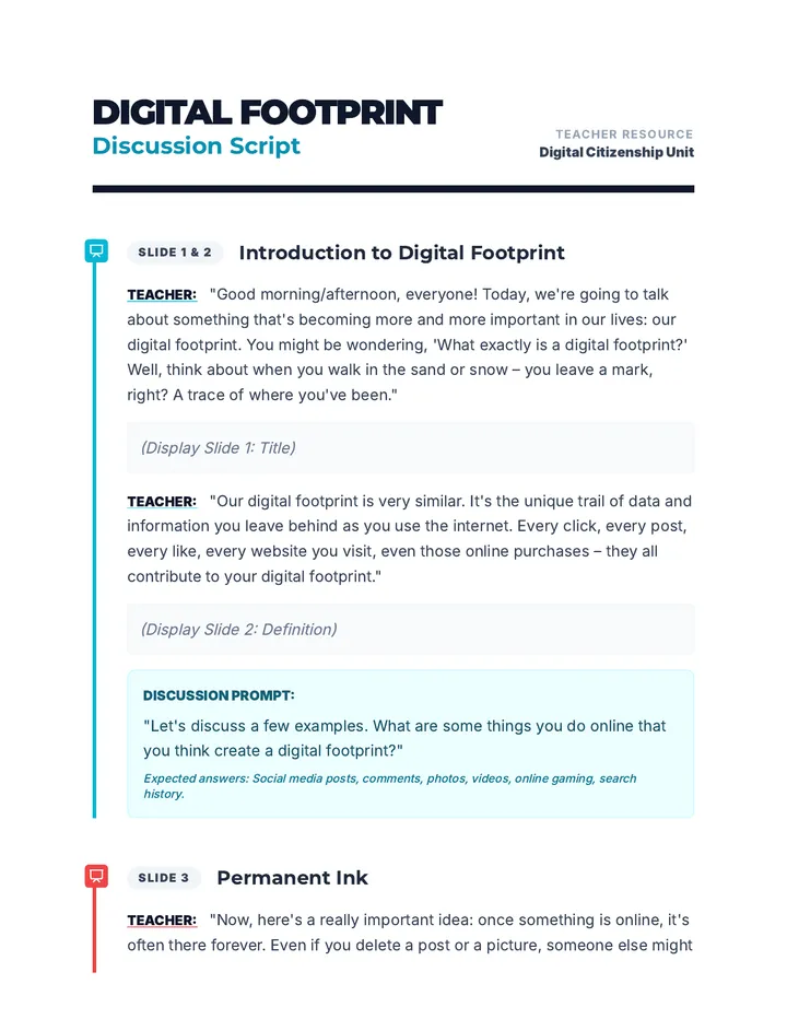 Digital Footprint Discussion Script