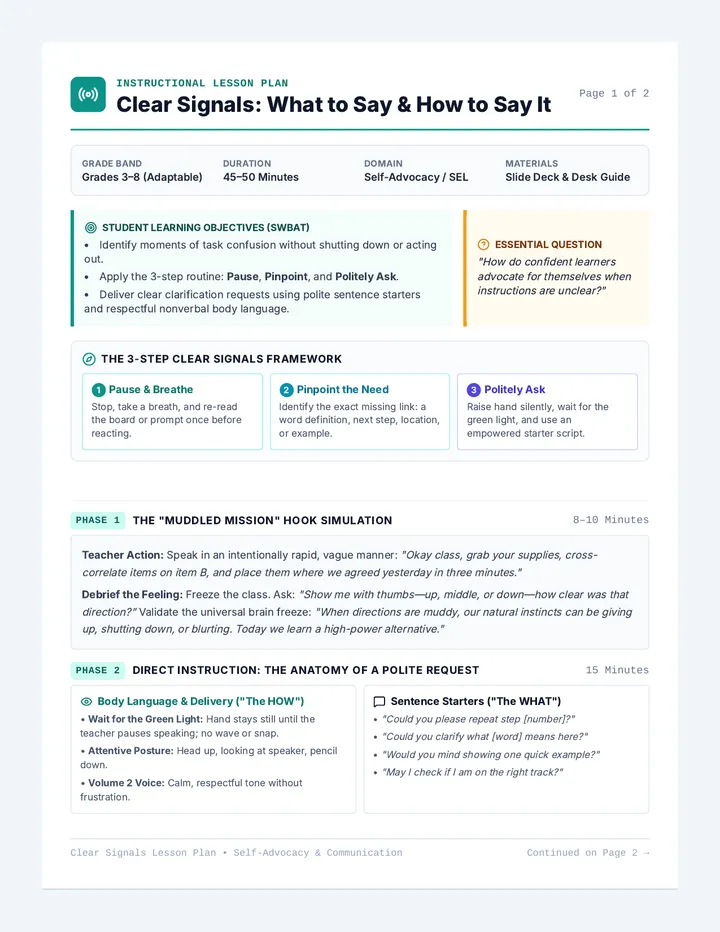 Clear Signals Lesson Plan