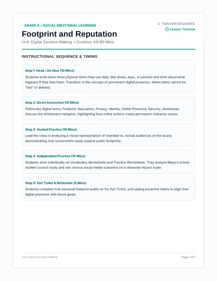 Footprint Teacher Sequence