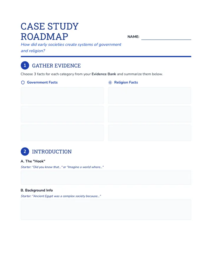 Writing Roadmap Worksheet