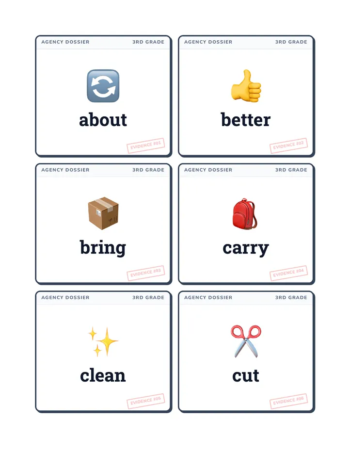 Sight Word Dossier Flashcards