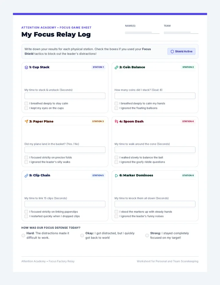 Relay Log Worksheet