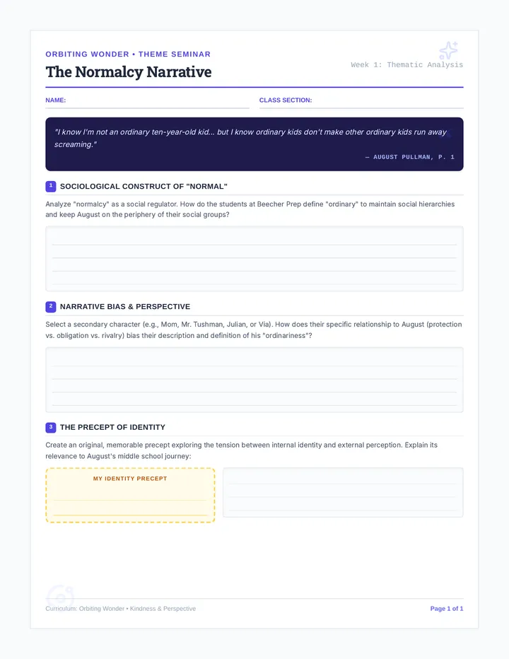 Normalcy Narrative Worksheet