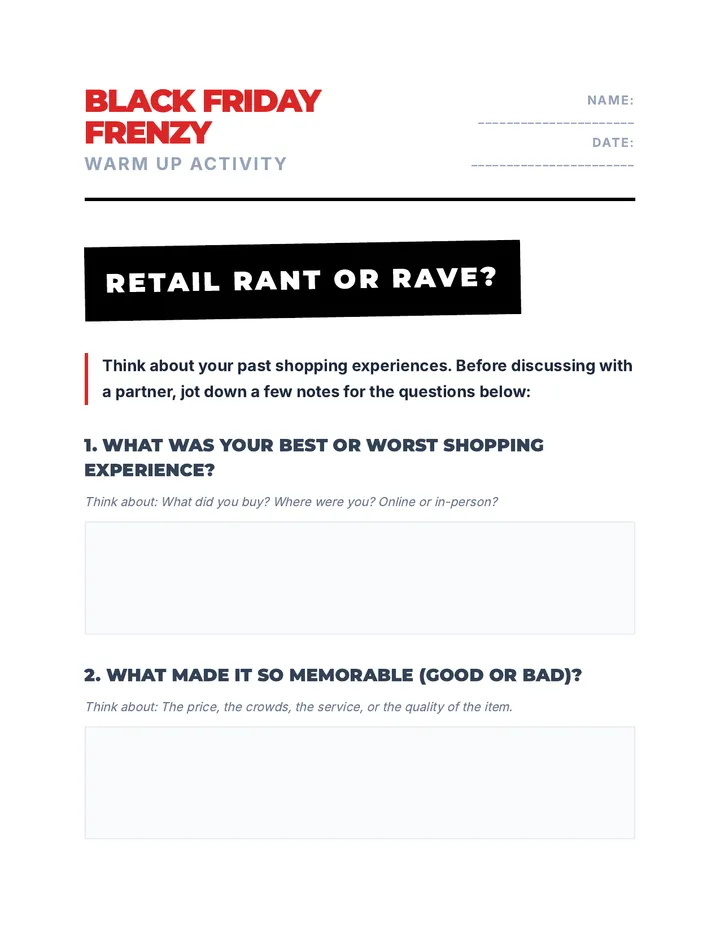 Black Friday Frenzy Warm Up