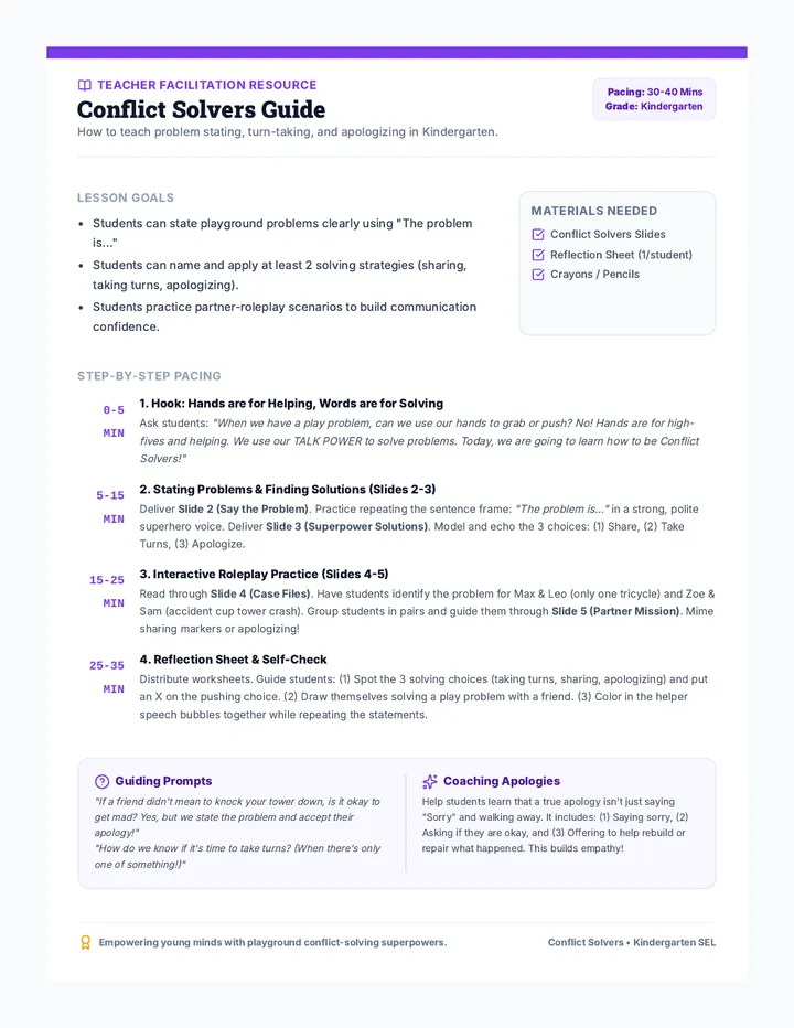 Conflict Solvers Teacher Guide