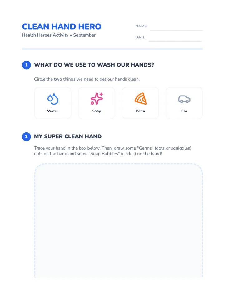Clean Hand Hero Activity September