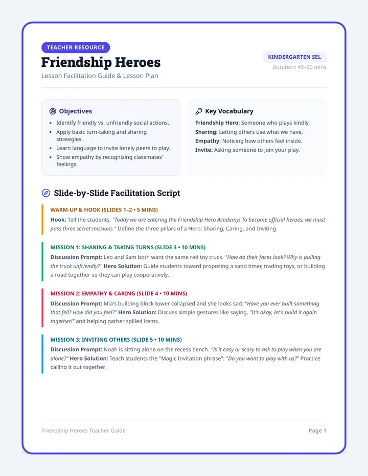 Friendship Heroes Teacher Guide